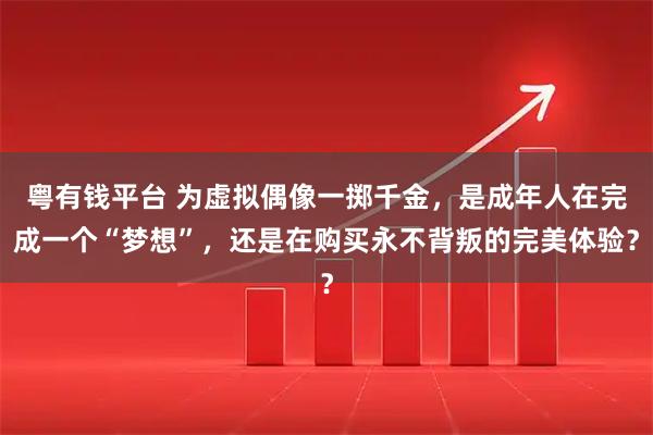 粤有钱平台 为虚拟偶像一掷千金，是成年人在完成一个“梦想”，还是在购买永不背叛的完美体验？