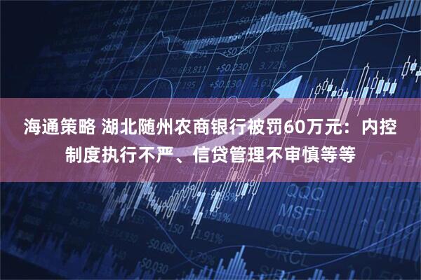海通策略 湖北随州农商银行被罚60万元：内控制度执行不严、信贷管理不审慎等等